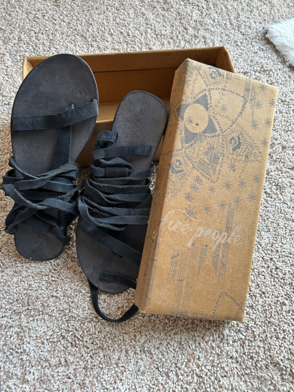 Free People Black Wrap Lace-Up Sandals